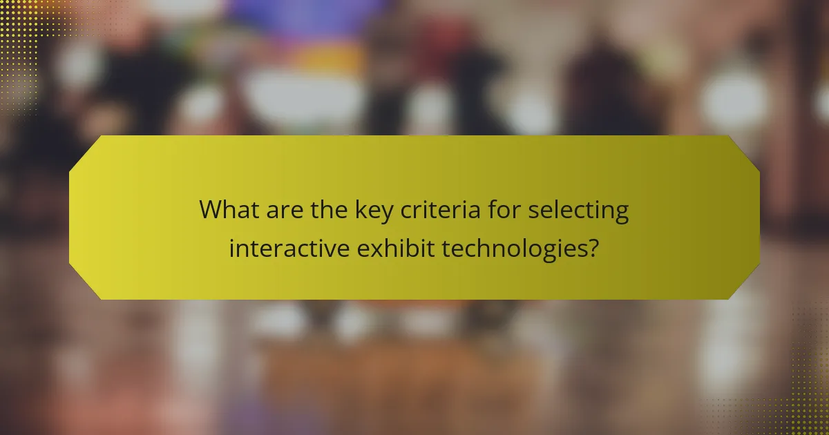 What are the key criteria for selecting interactive exhibit technologies?